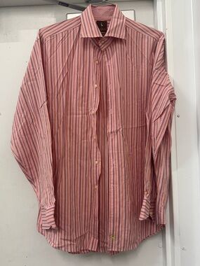 Taylorbyrd Men's Pink Striped Dress Shirt - Classic Button-Down